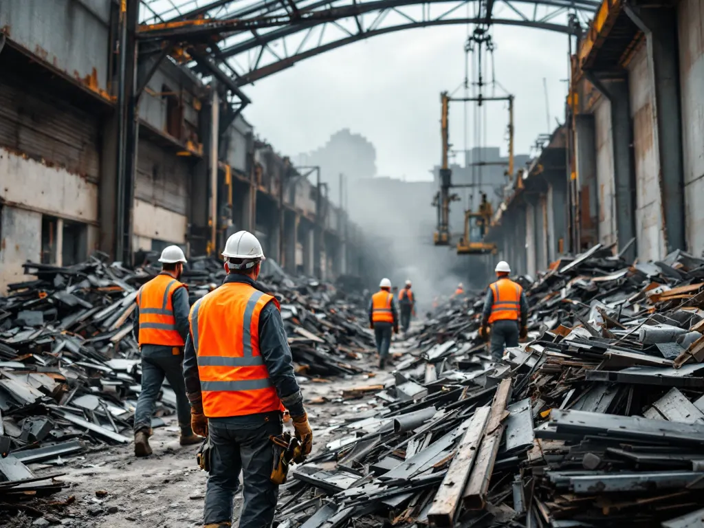 Oude loods slopen op een bedrijventerrein