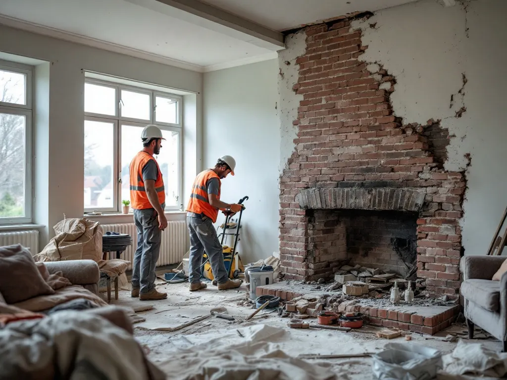 Open haard verwijderen in de woonkamer